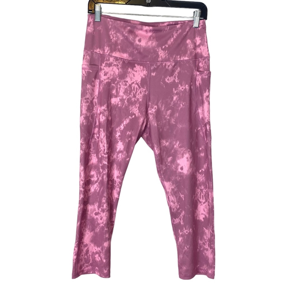 Adrienne Vittadini Pink/Purple Tie Dye Pocket 3/4 Legging Size L